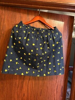 J. Crew Black Mini Skirt with Yellow Lemon Print